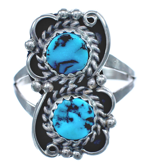 Turquoise Authentic Sterling Silver American Indian Ring Size 8 BX119671